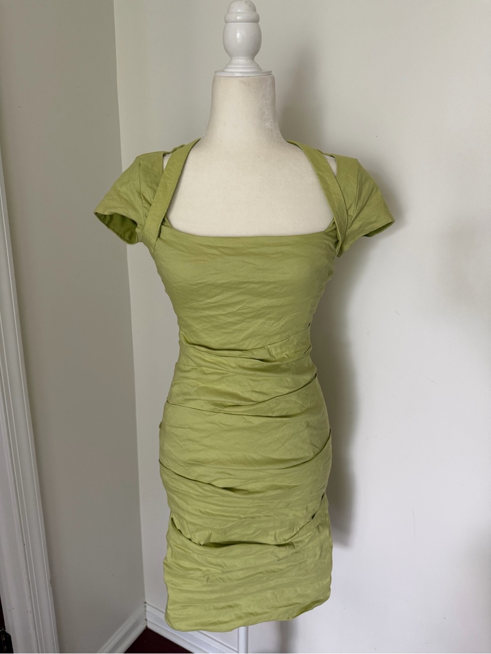 Nicole Miller Light Pistachio Ruched Mini Dress - Picture 3 of 5
